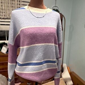 Soft Blue and Purple Pastel Striped Sweater